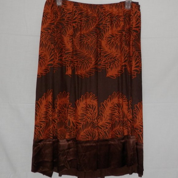 J Jill 26W Brown Silk Skirt Below Knee BOHO H527 - Picture 1 of 5